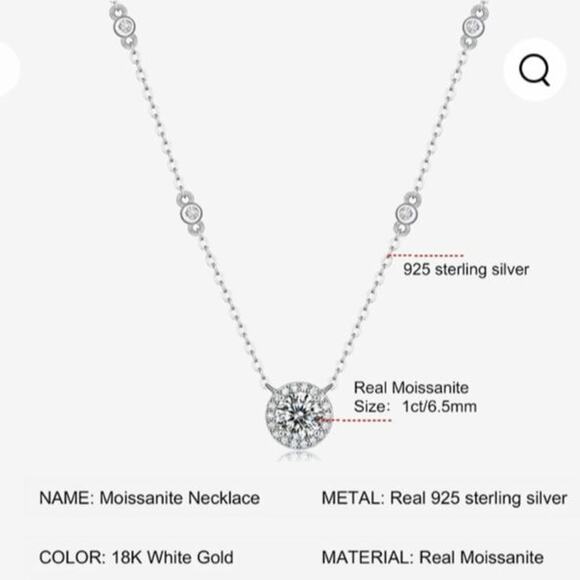 1CT MOISSANITE STERLING SPARKLING NECKLACE! GRA CERTIFIED CERTIFICATE! GORGEOUS! - Picture 8 of 13